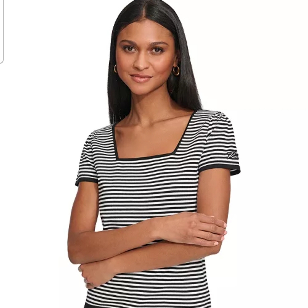 Karl Lagerfeld Black & White Striped Top